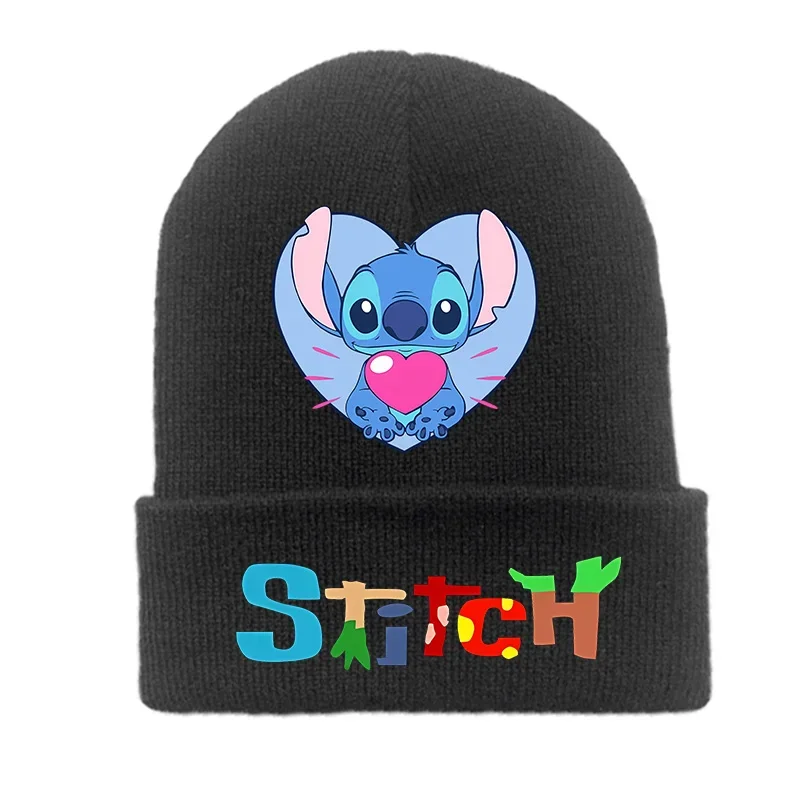 Disney Stitch chłopiec dziewczyna czapki z dzianiny Outdoor utrzymuj ciepło kreskówki rozciągliwe czapki jesienno-zimowa czapka dziecięca miękkie