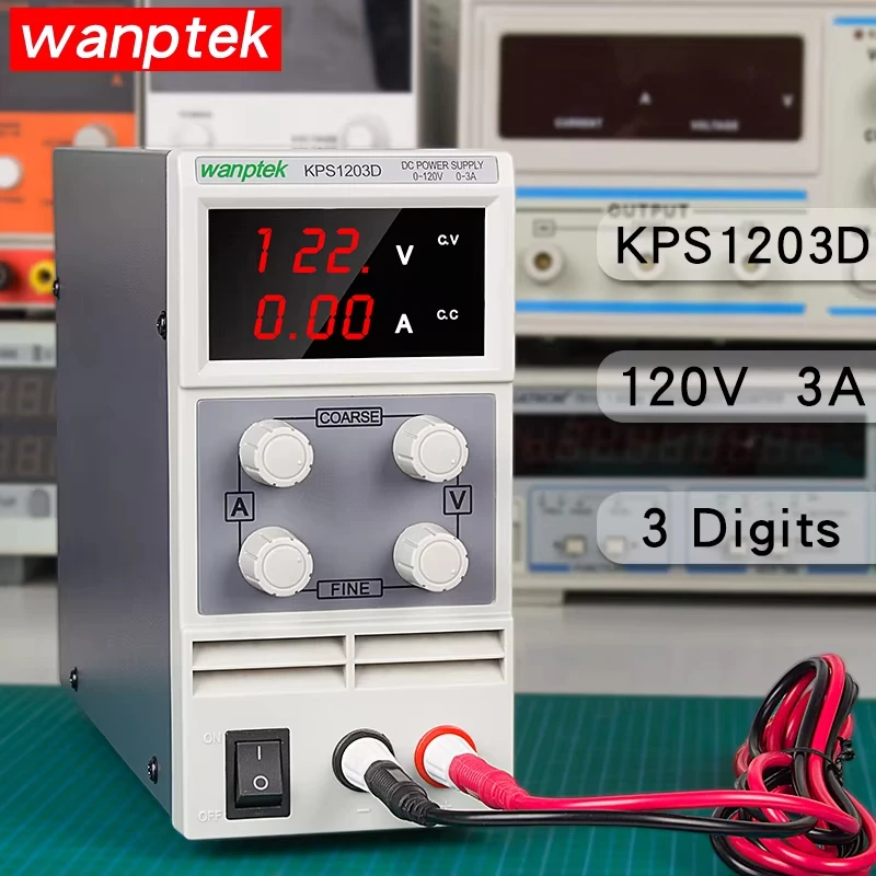 KPS1203D 120V 3A Switching Adjustable DC Power Supply Laboratory Digital LED Display Adjust DC regulated Bench Source diy tool