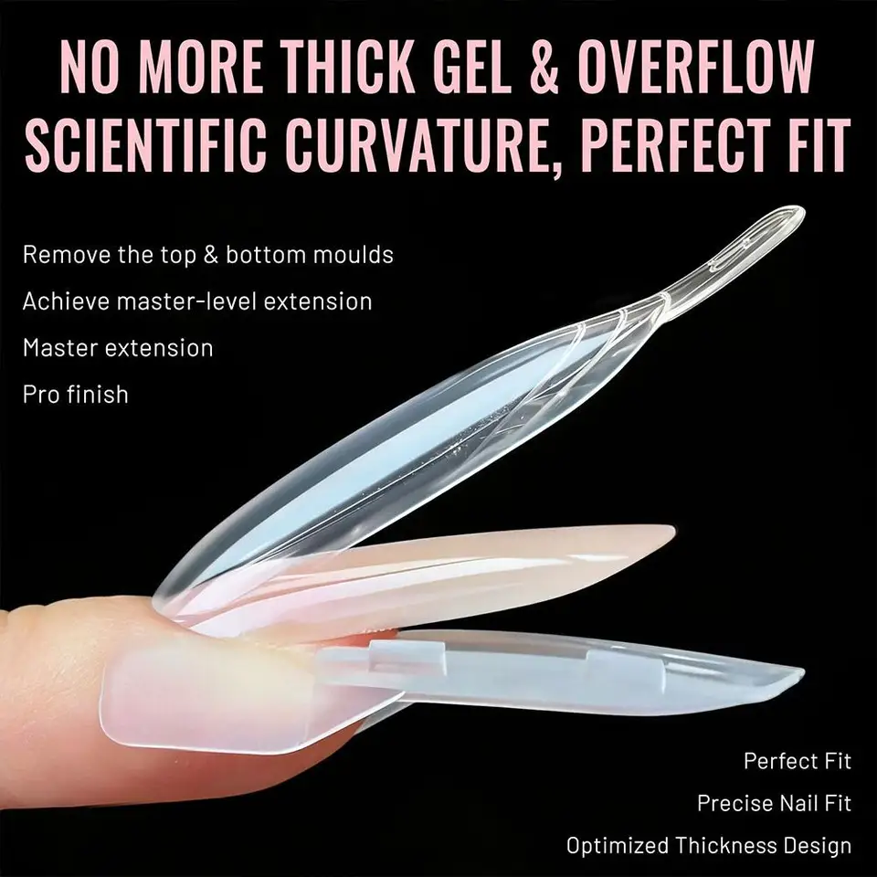 120 formas de uñas duales tipo sándwich, capa completa transparente, para extensión y manicura DIY 6