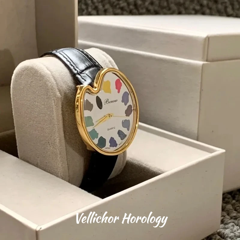 2026 Hot Sale Retro Niche Art Sketching Board Design Leather Quartz Square Exquisite and Versatile Pointer Watch 29mm