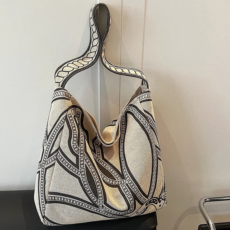 2025-verao-novo-impresso-lona-sacola-feminina-de-grande-capacidade-casual-vento-preguicoso-bolsa-de-ombro-axilas-balde-saco