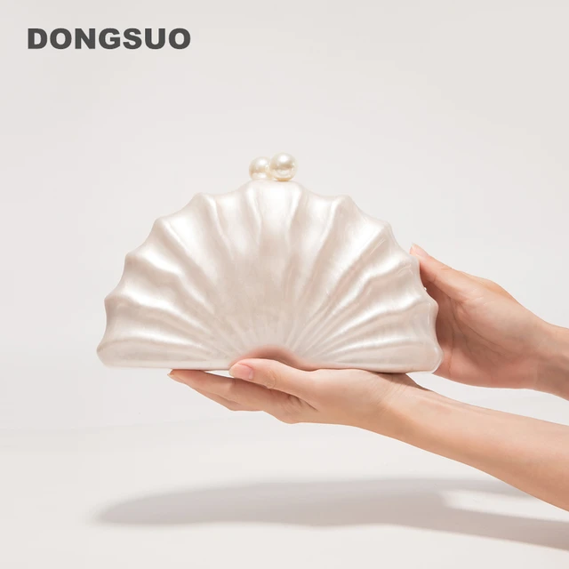 Shell Clutch Bag Akrylowa kopertówka damska ślubna wieczorowa impreza urocza torebka w kolorze kości słoniowej perłowa torebka letnia nowość 2024