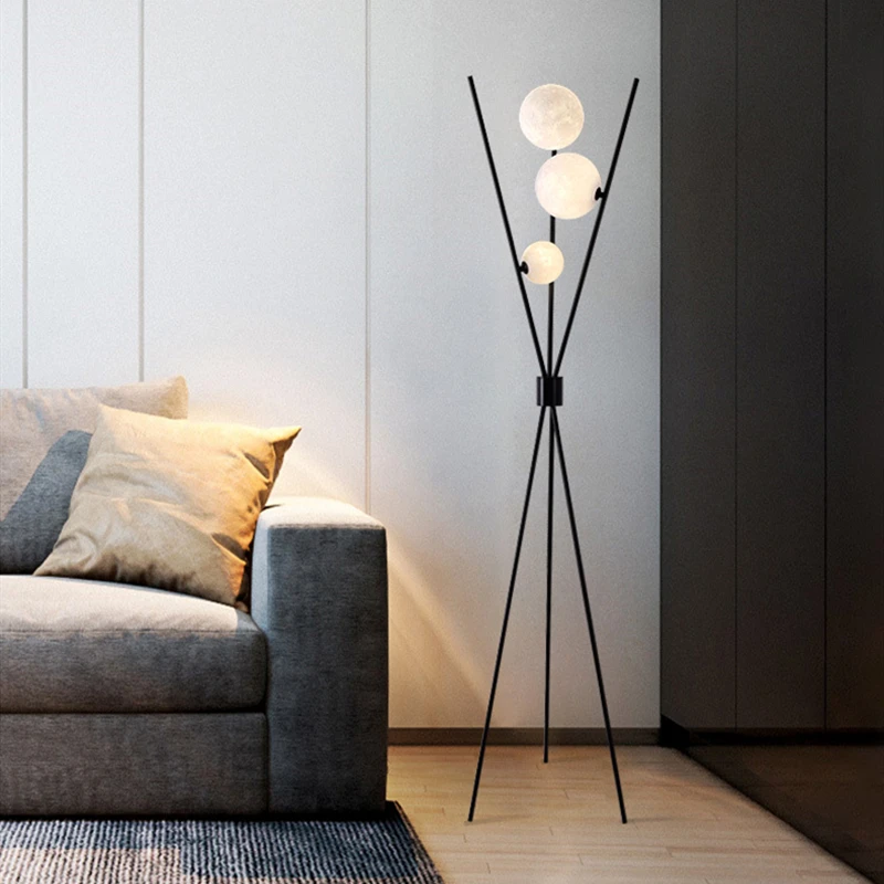 

Creative floor lamp 3D Printing Moon Lamp For Living Room Bedroom Sofa LED Wrought Iron ball floor lamp Decoration tripod lamp