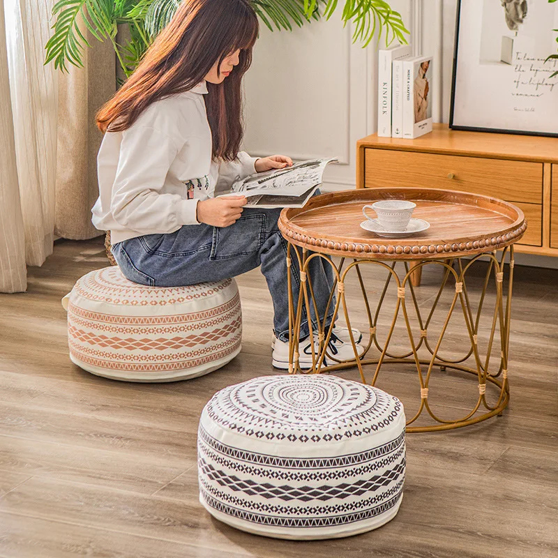45X45X20CM Meditation Cushion Cover Homestay Tatami Moroccan Pouf Cover Unstuffed Ottoman Cotton Footstool Futon Home Decor