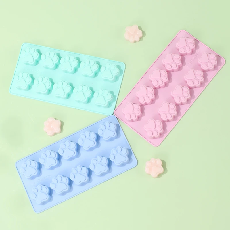 DIY 실리콘 개 고양이 동물 발 애완 동물 인쇄 베이킹 몰드, 재사용 가능한 수제 개 치료 캔디 쿠키 젤리 아이스 큐브 초콜릿 몰드