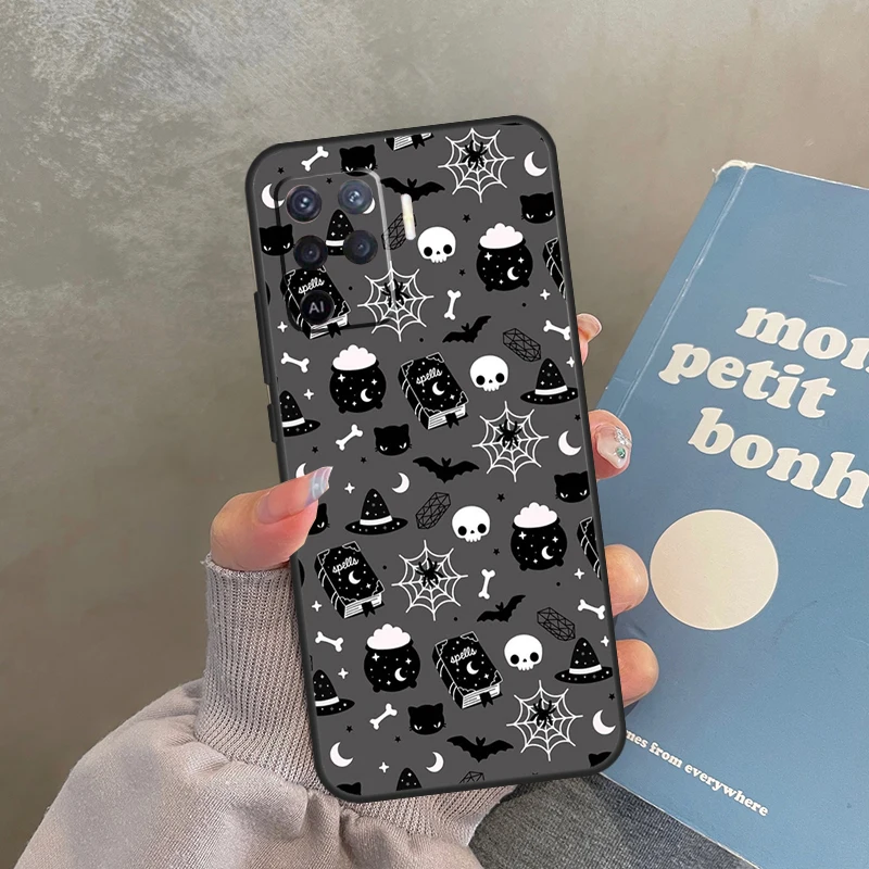 Gothic Halloween Phone Case For OPPO A17 A15 A78 A98 A54 A74 A94 A77 A52 A72 A5 A9 A53 A54s A57s A16 A76 A96