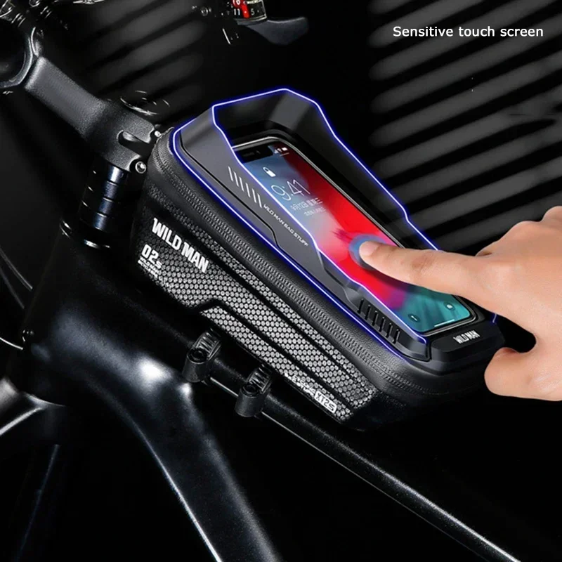 WILD MAN Bicycle Bag Front Bicycle Bag 7.0inch Touch Screen Phone Case EVA Hard Case Rainproof Bicycle Bag