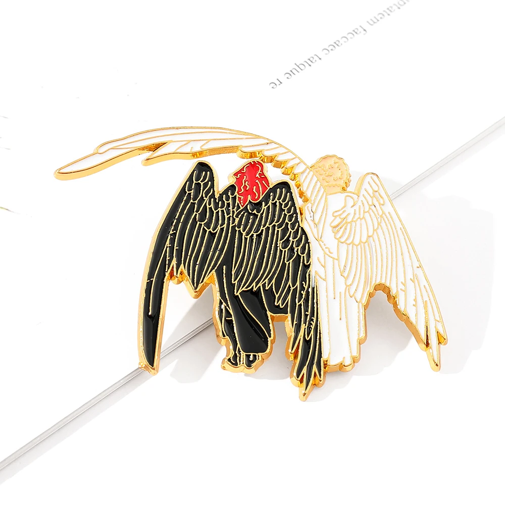 Trend TV Good Omens Ineffable Husbands Angel and Demon Enamel Pin Aziraphale Crowley Metal Badge Brooch Jewelry Accessories Gift