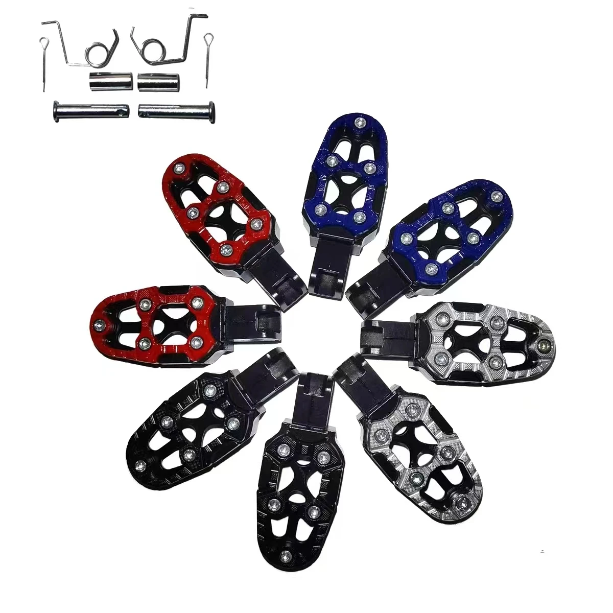 1 Pair Universal Aluminum Alloy Foot Pedals Angle Adjustable for Motorcycle Scooter ATV E-Bike Foot Rests Foot Pegs