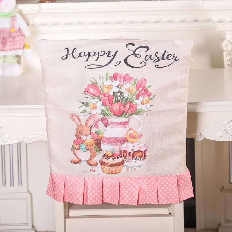 Easter Chair Slipcover Decorative Easter Seat Chair Sleeve For Spring Holiday Themed Decorations Slipcovers For Weddings