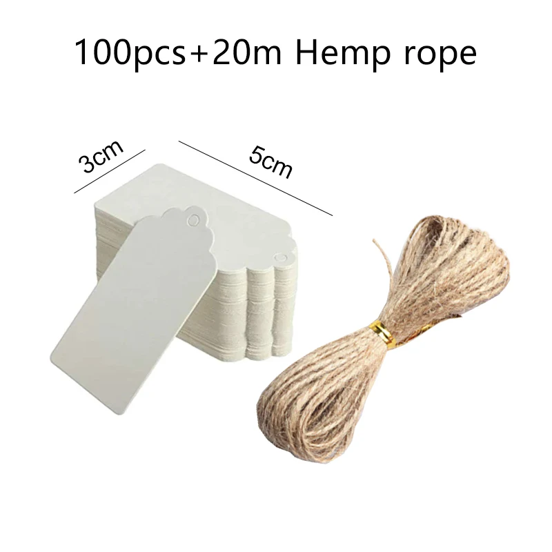 50/100 Stück leere Hängeetiketten aus Kraftpapier mit Löchern aus Hanfseil, verstellbare Seillänge, handgeschriebene Karte, Party-Geschenke, Etiketten TMZ – Detail 13