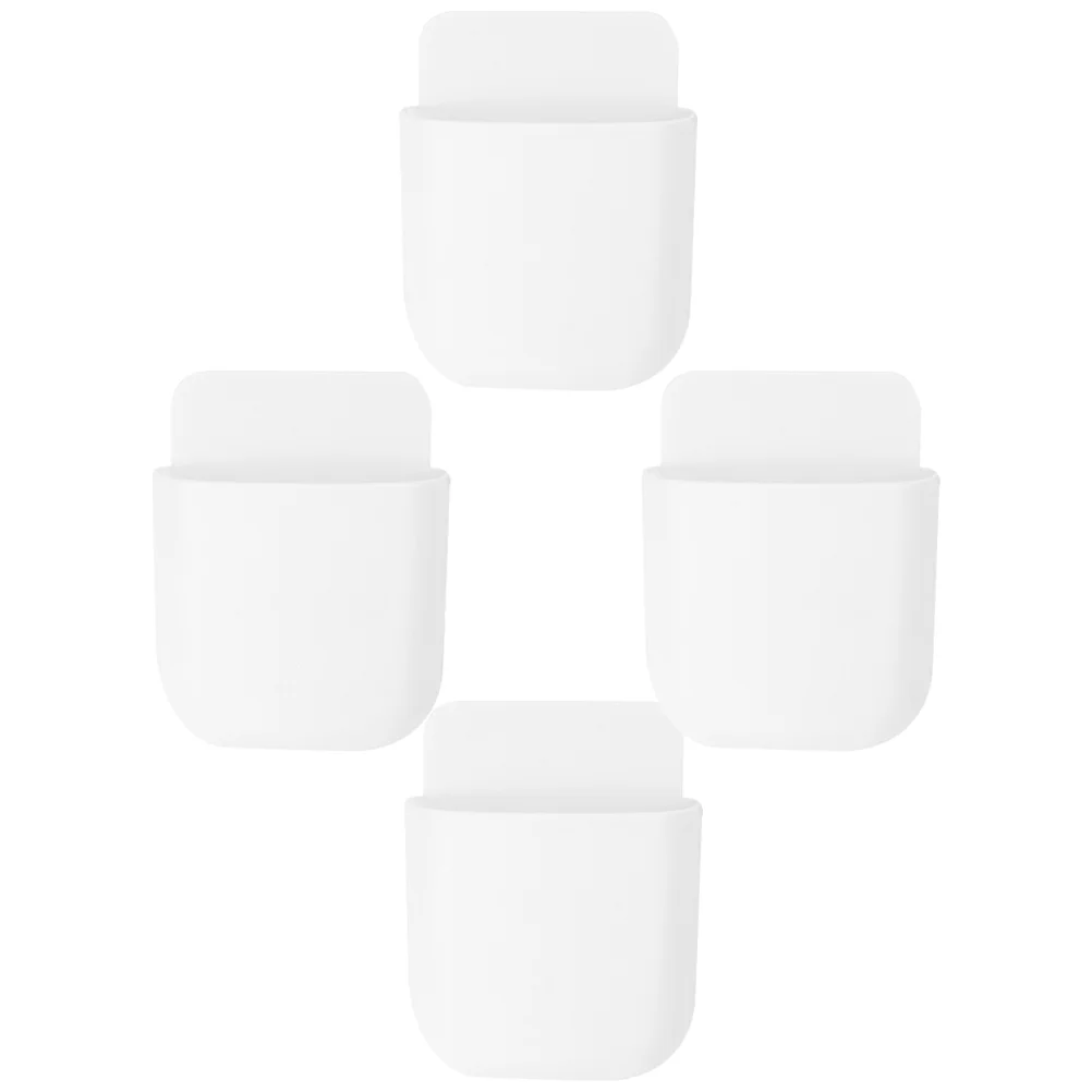 4 Pcs Wall Mounted Storage Box Adhesive Remote Control Holder Cell Phone Charging Bracket Plastic Phone ganizer for Home Office