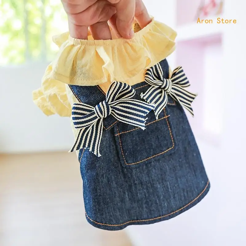 Vestido cinta para cães menina cães denims vestido cães saia cães vestido princesa cães vestidos filhotes vestidos roupas