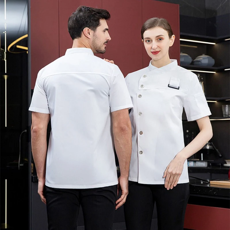 Keukenjas Catering Uniform Korte mouw Chef-kokkleding Hotel Serveerster Restaurant Werkkleding Bakkerij Sushi Chef-kokjas Fornuisoverhemd