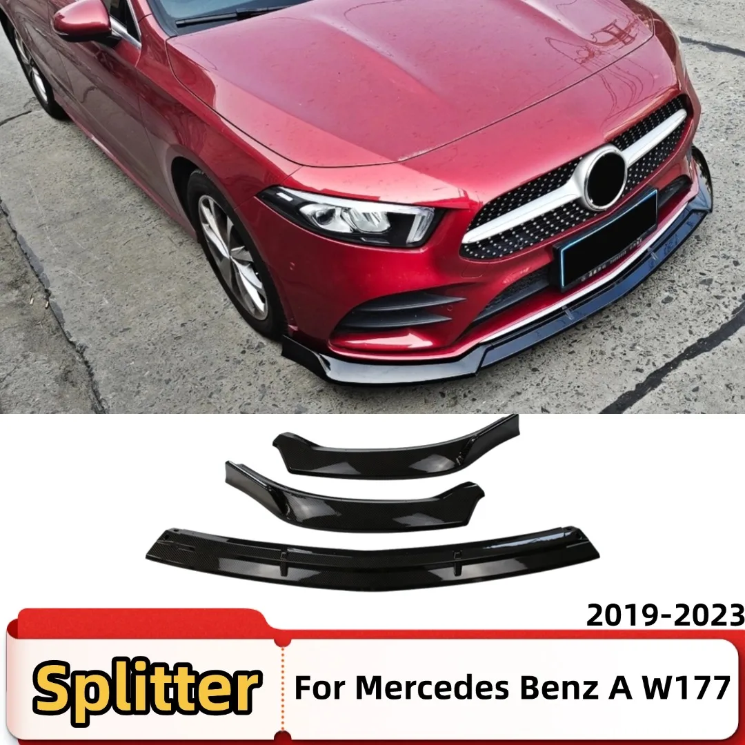 

Front Air Dam Bumper Lip Spoiler Body Kit Splitter Tuning Accessories For Mercedes Benz A Class W177 2019-23 A180 A200 A220 A250