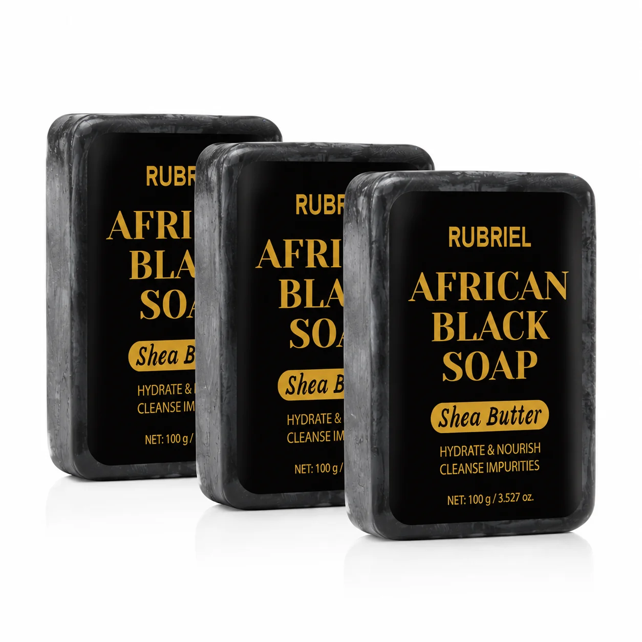 3pcs Organic African Black Soap Shea Butter Deep Clean Oil Control Balance Skin Bar Soap