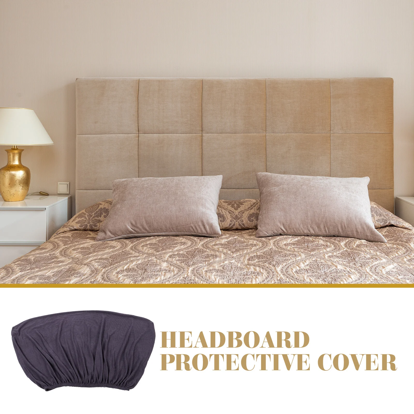 

Polyester Elastic Bed Headboard Cover Protective Sleeve Gray Headboard Slipcover for Home Bedroom Home Supplies