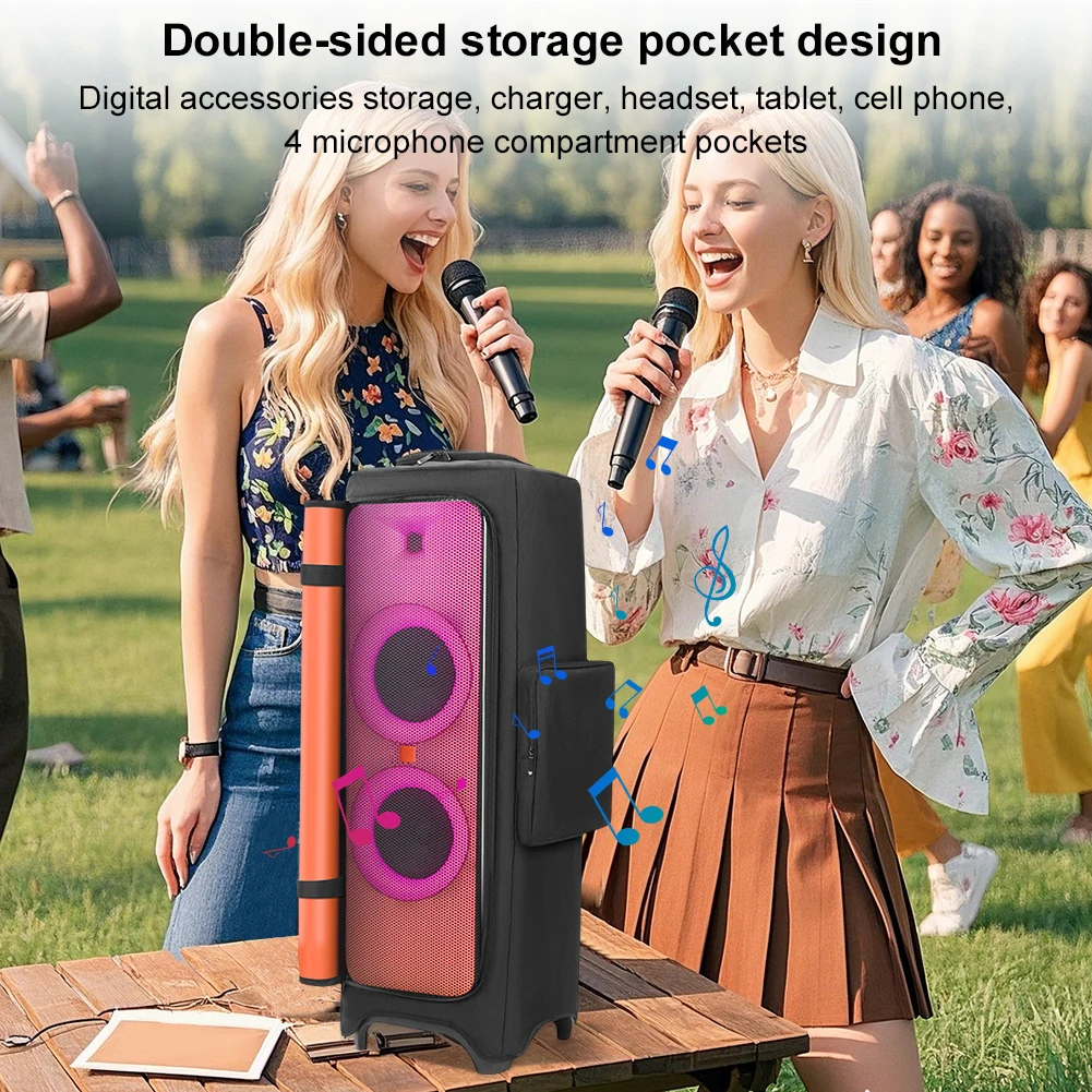 Speaker Dust Cover with Mic Pocket Portable Speaker Dust Case Foldable Padded Speaker Protective Cover for JBL PARTYBOX 1000 Bag view 3