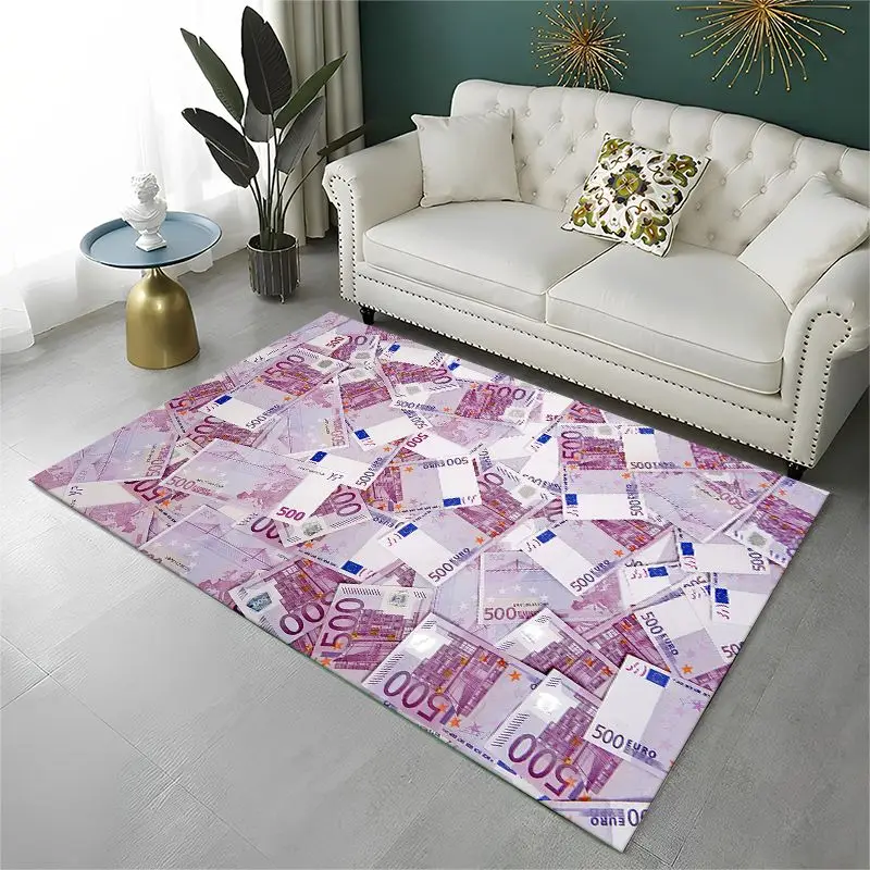 Classic Money Dollar Euro Cartoon Large Area Rug Non-slip Carpet for Bedroom Living Room Sofa Doormat Home Decor Floor Mat Gift