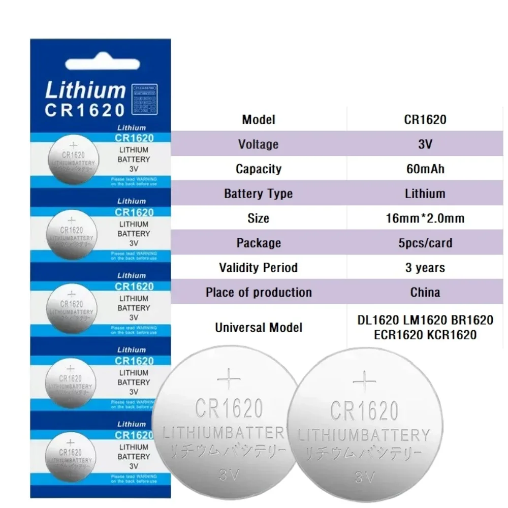 UKGF CR1620 Lithium Button Battery CR 1620 DL1620 BR1620 3V Durable Coins Cell Watch Batteries For Toys Clock Car Key Remote