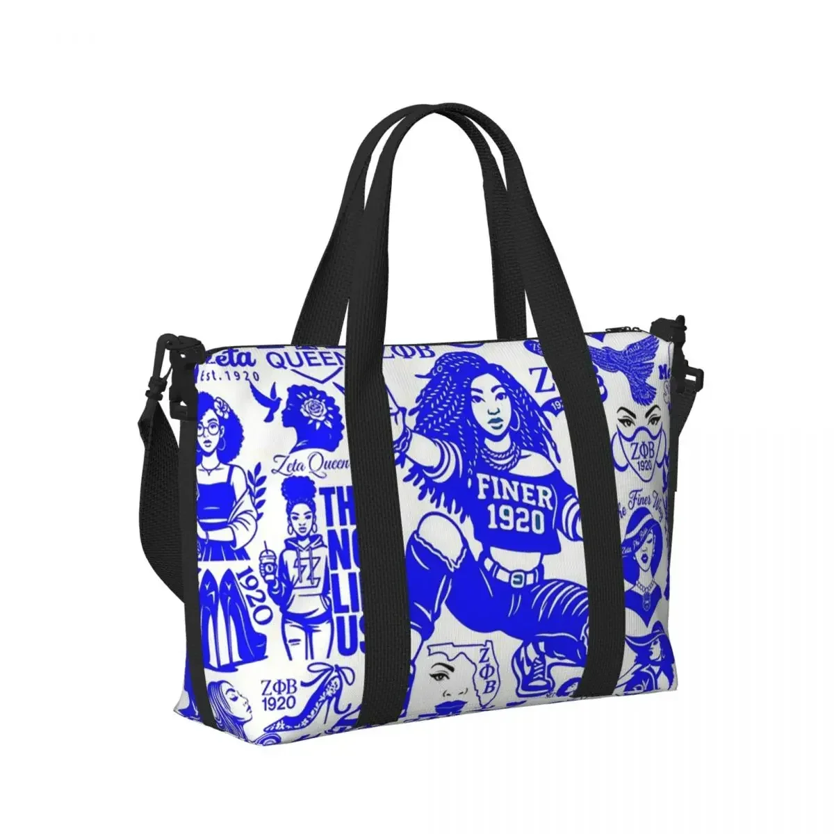 

Large Zeta Phi Beta Sorority Logo Greek Letter 1920 Beach Travel Bag Tote Bags for Gym Yoga Women Shopping Duffle Shoulder Bag