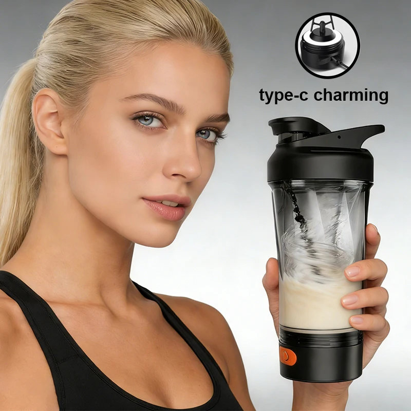 

Электрический портативный шейкер для протеиновых коктейлей 700 мл (23,67 унции) с USB-зарядкой, полностью автоматическая кружка-миксер для спортзала, перезаряжаемая, для смешивания коктейлей