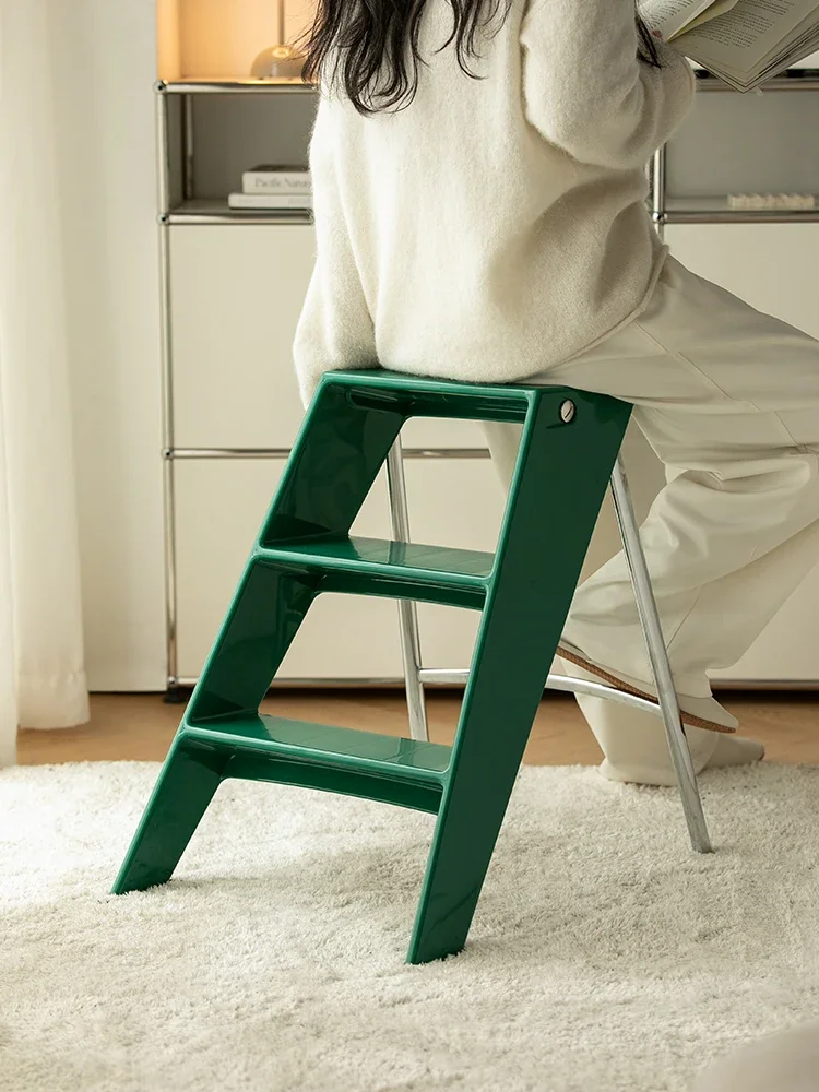 Nordic ladder frame, few corners on the sofa side, household folding multi-functional three-step herringbone ladder