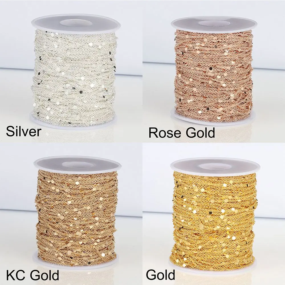 Exquisite Bracelet Gold Silver Components Craft DIY 2M Sequins Chain Findings Jewelry Making Copper Cable Necklace