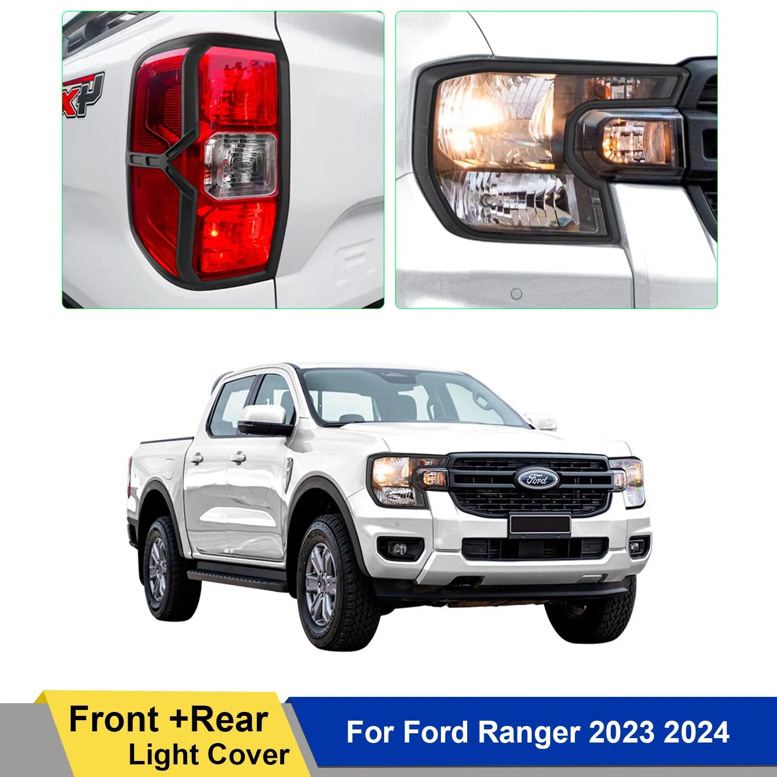 

Car Head Light Cover Tail Lights Cover Surround Trim Guard Protector For Ford Ranger T9 2023 2024 Wildtrak XLT XLS Sport