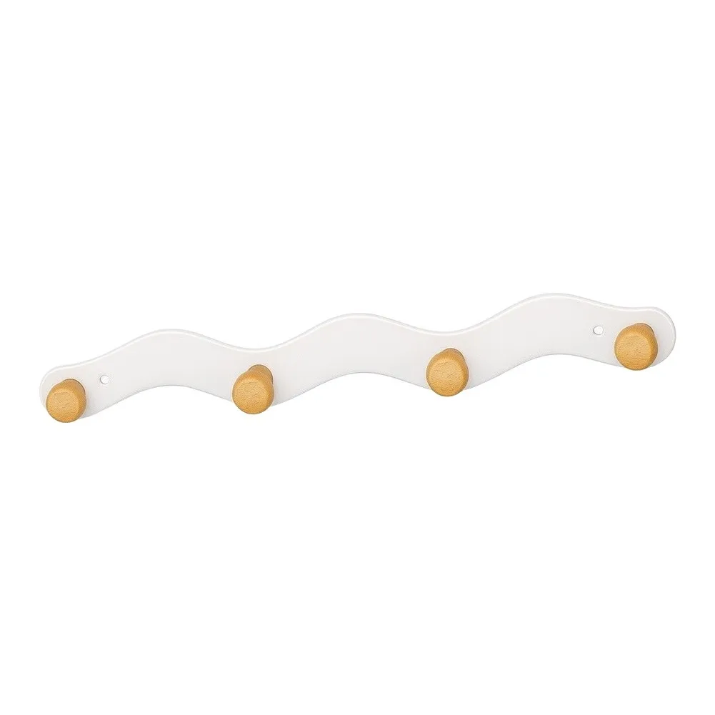 Aluminum and Beech Wood Wavy Hook for Functional Wall Storage Suitable for Multiple Room Types Including Entryways