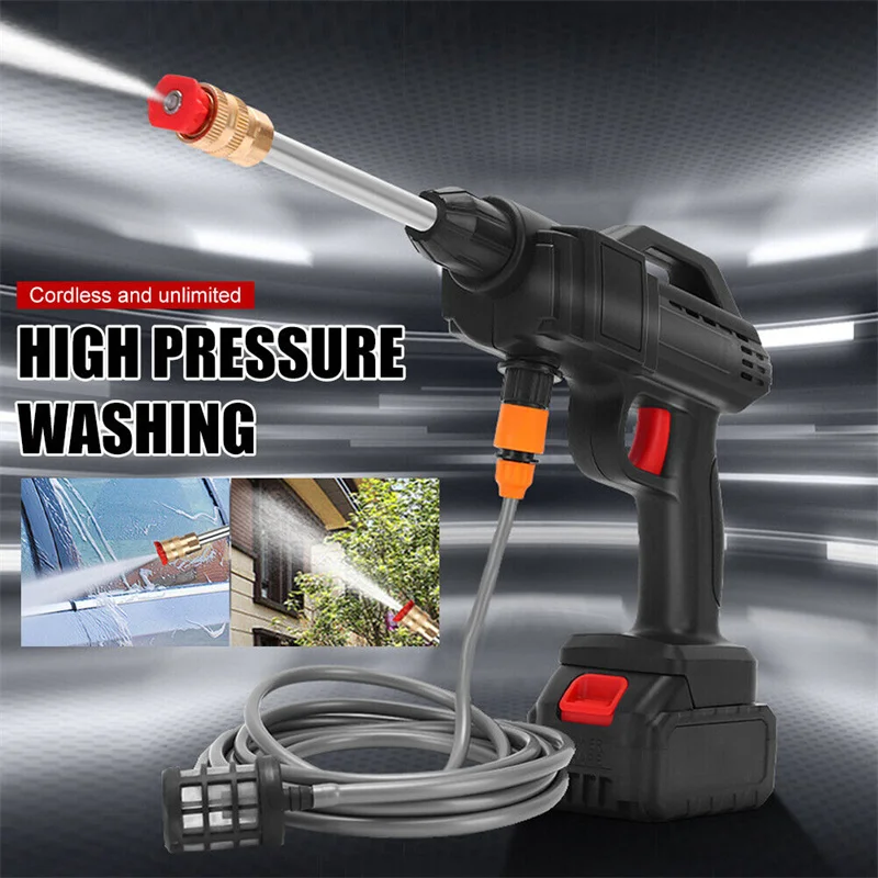 24V Wireless High Pressure Car Washer Portable Car Wash Cleaner Machine Water Gun Wireless High Pressure Car Washer Self Priming