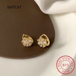 Baby Princess 925 Silver Shiny Zircon Sweet Snowflake Hoop Earring For Girl Child Wome Beautiful Aros Huggies Earring Jewelry