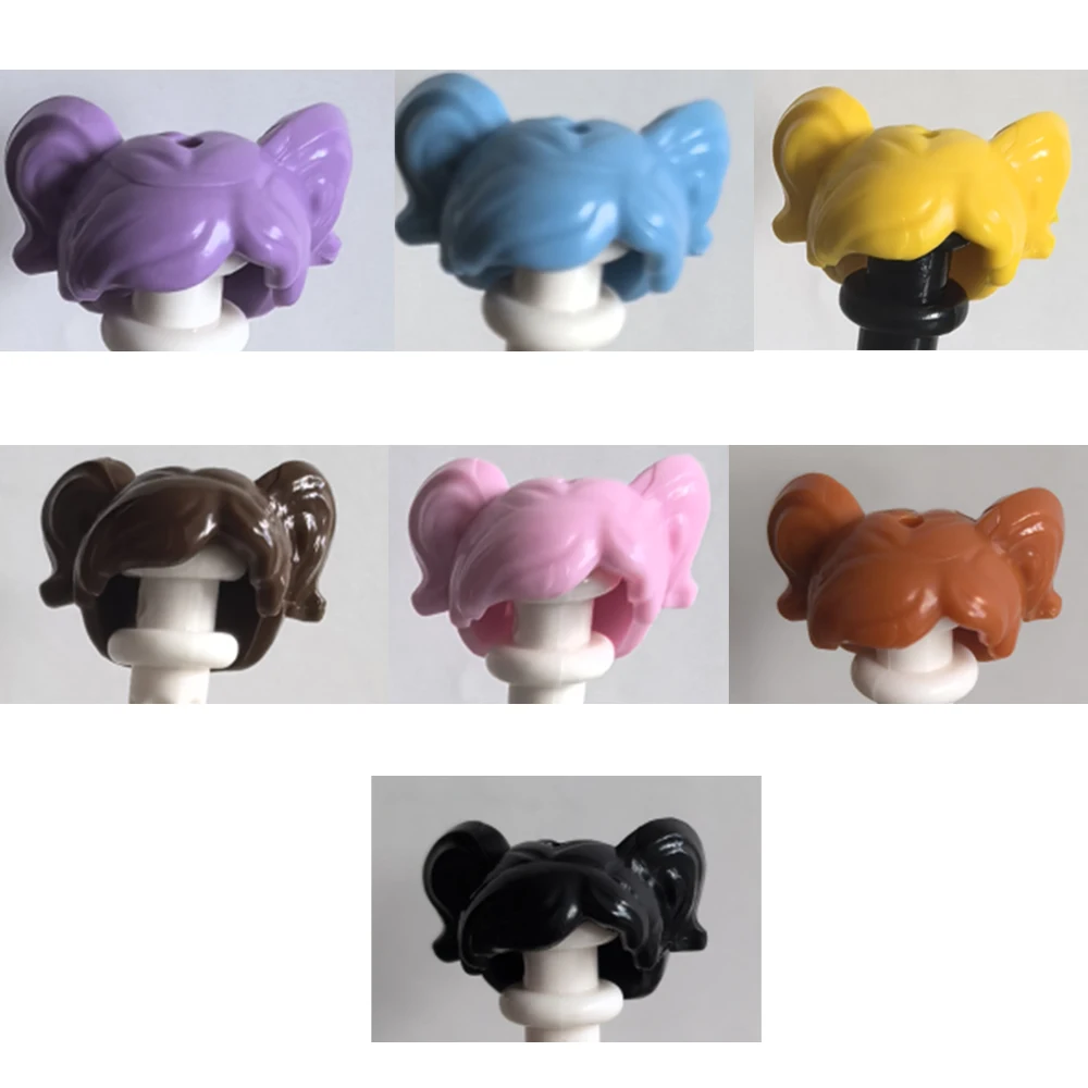 5個入り MOC シティ ヘアスタイル 組み立てブロック フィギュア ボディパーツ カラフル ブラック ロング カール ストレートヘア パズル 友達 DIY おもちゃ ギフト A035