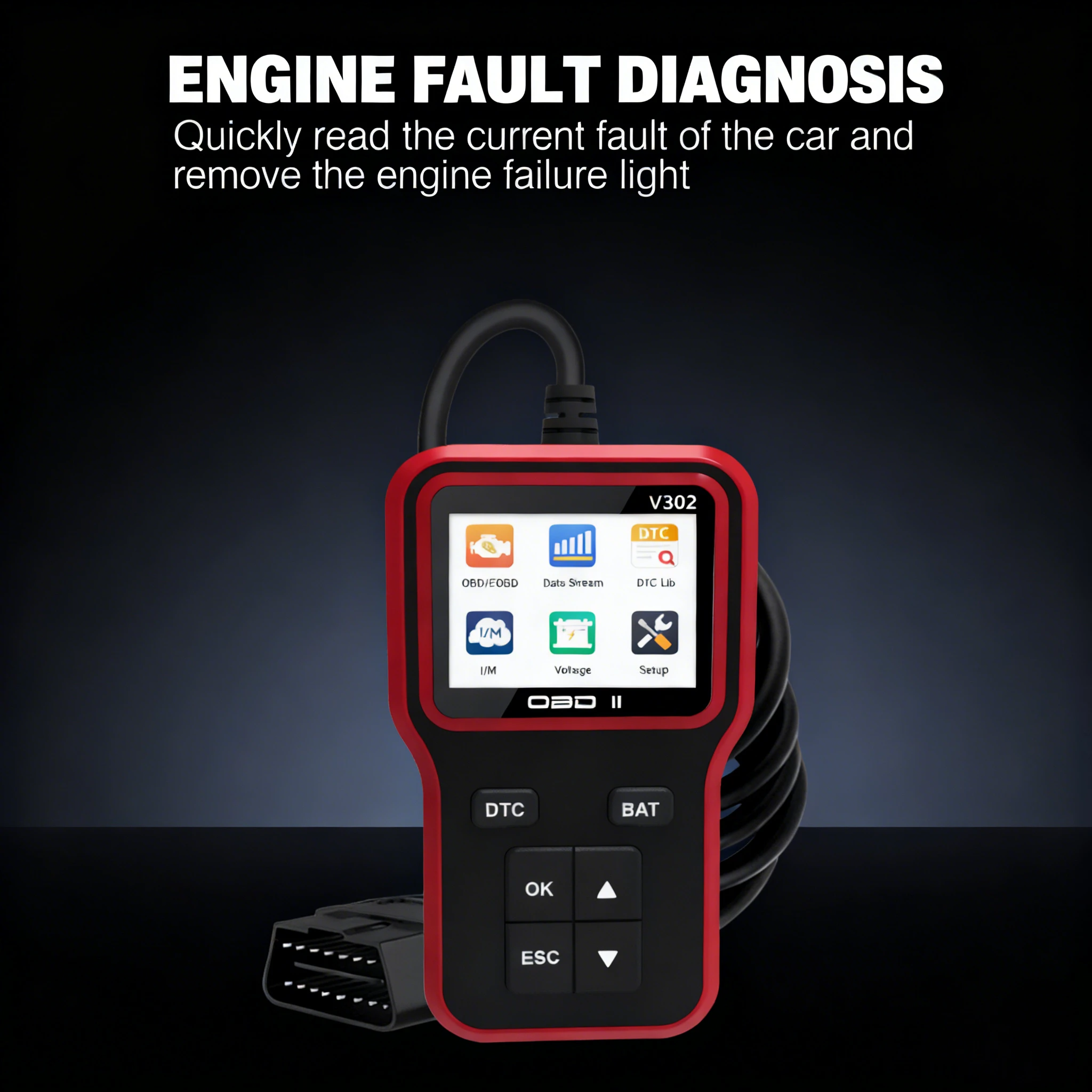 

V302 OBD-сканер, считыватель кодов, диагностика неисправностей автомобильного двигателя, замерзающая рамка, считывание информации о транспортных средств, модели OBDII