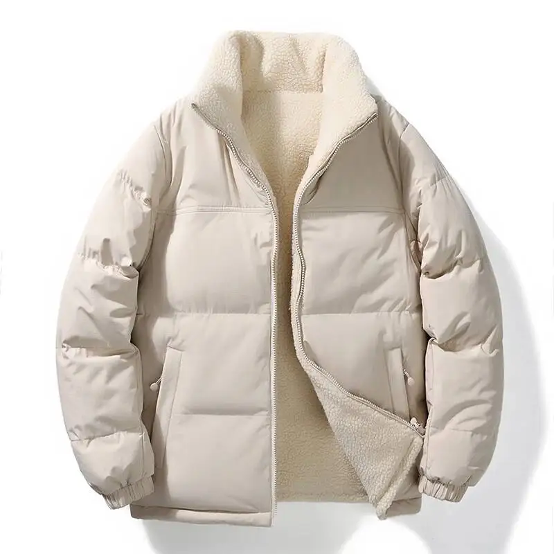 High Quality Stand Up Collar Double-Sided Lamb Wool Coat For Winter, Unisex Couple Style Cotton Coat,Thick And Warmjacket