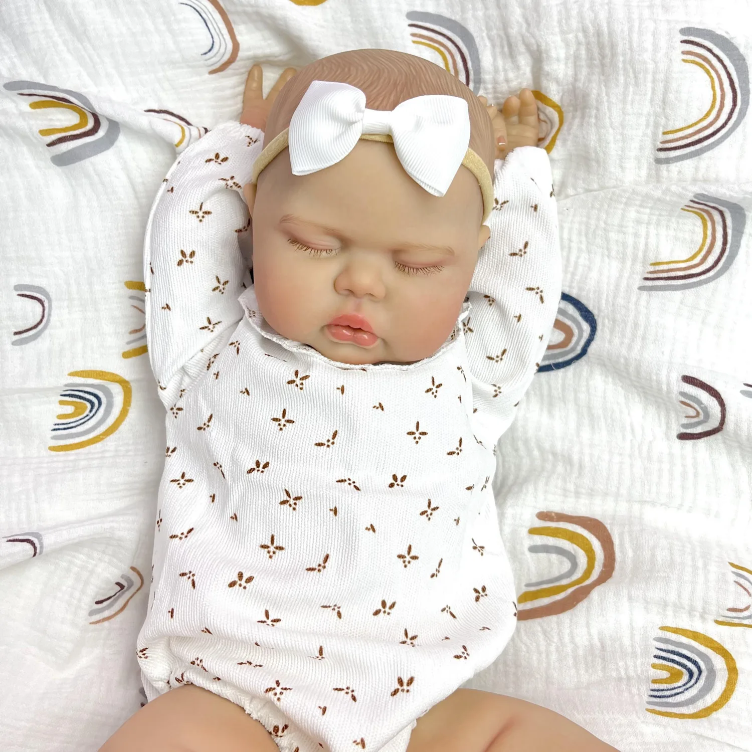 BZDOLL 20Inch 3D Skin With Visible Veins 50CM Fat Reborn Asleep Baby Doll For Kids Vinyl Limbs Cloth Body Lifelike Birthday Gift