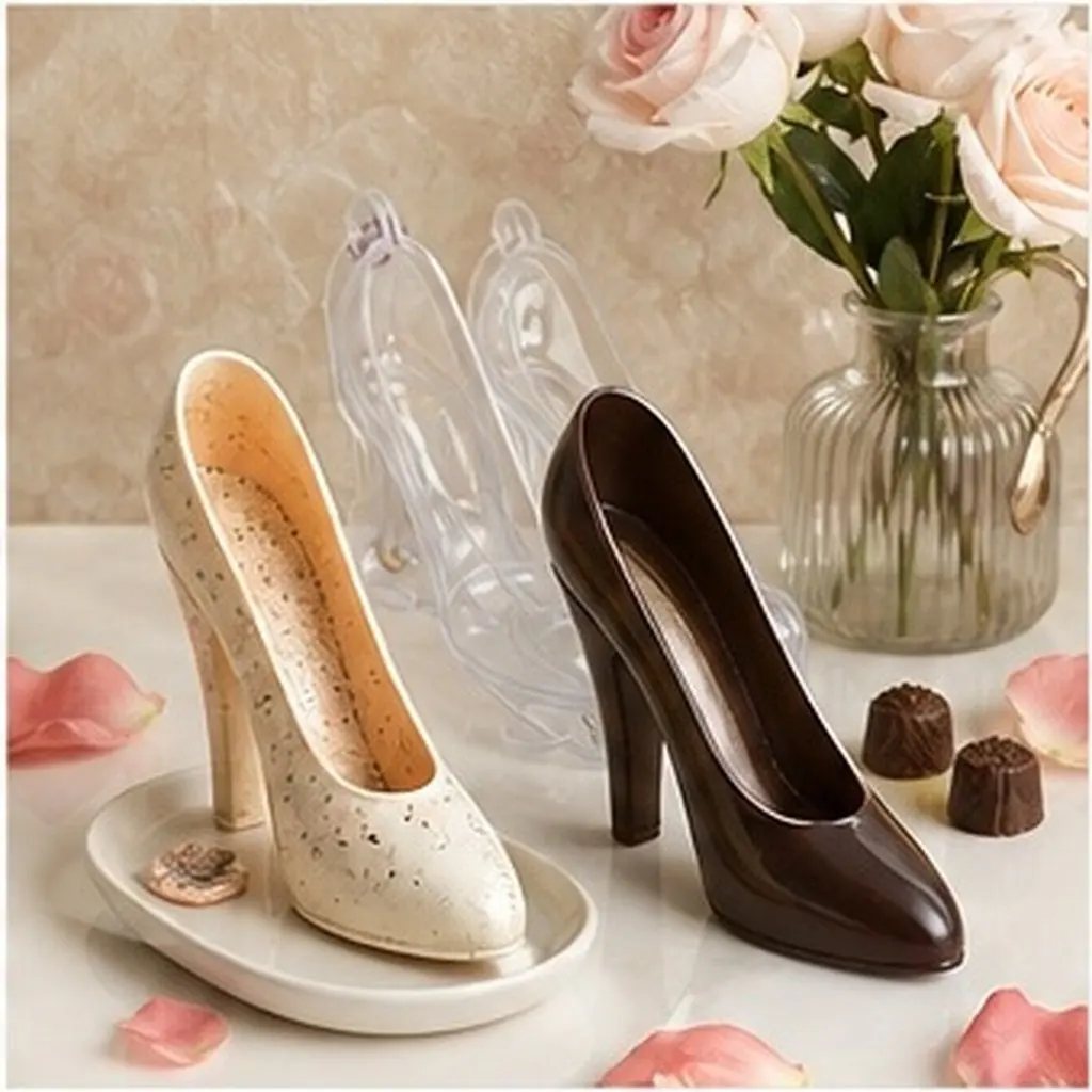 2Pcs Chocolate Mold Creative Clear Plastic Candy Mold DIY Baking Tool High Heel Shoe Shape Baking Supply Reusable Molds