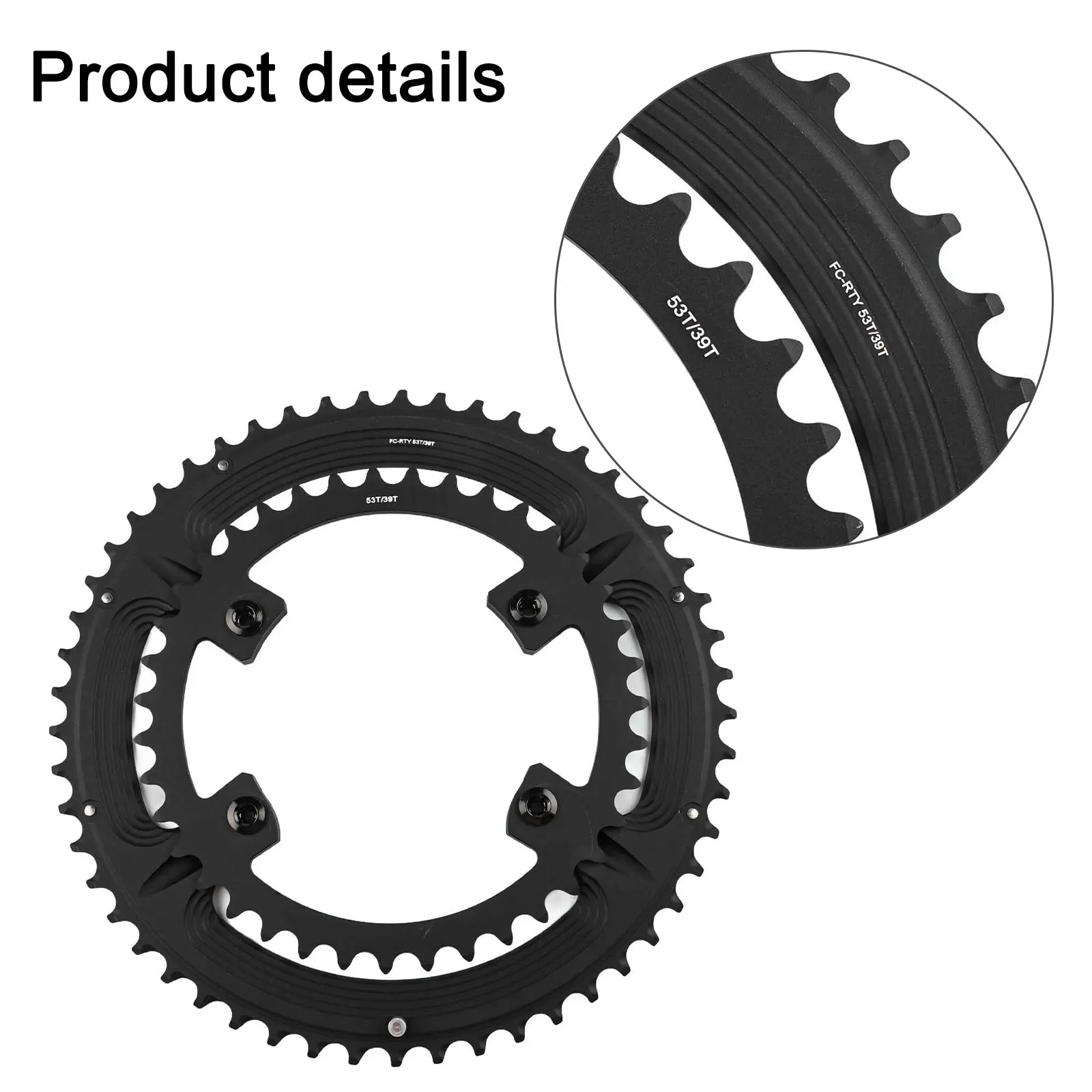 

110BCD Road Bike Chainring Black Bicycle Chainring Set Double Chainring 110BCD Chainring Aluminum 7075 Material