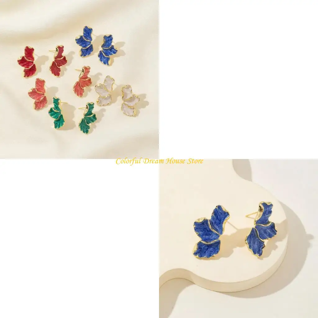 

J7JB Vintage Maple Leaf Flower Earrings Inspire By Elegant Styles Featuring Oil Drip Designs Accessory for Fashionable Women