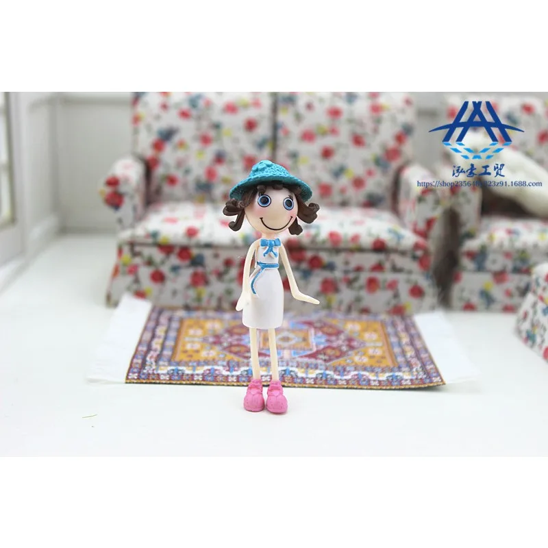 1:12 ドールハウスアクセサリー帽子をかぶったかわいい人形アクションフィギュアミニチュアおもちゃシーン写真小道具漫画多色人形