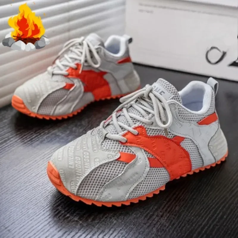 

2025 Autumn New Men's Sport Shoes - Thick-soled school shoes with lacing design, excellent breathability