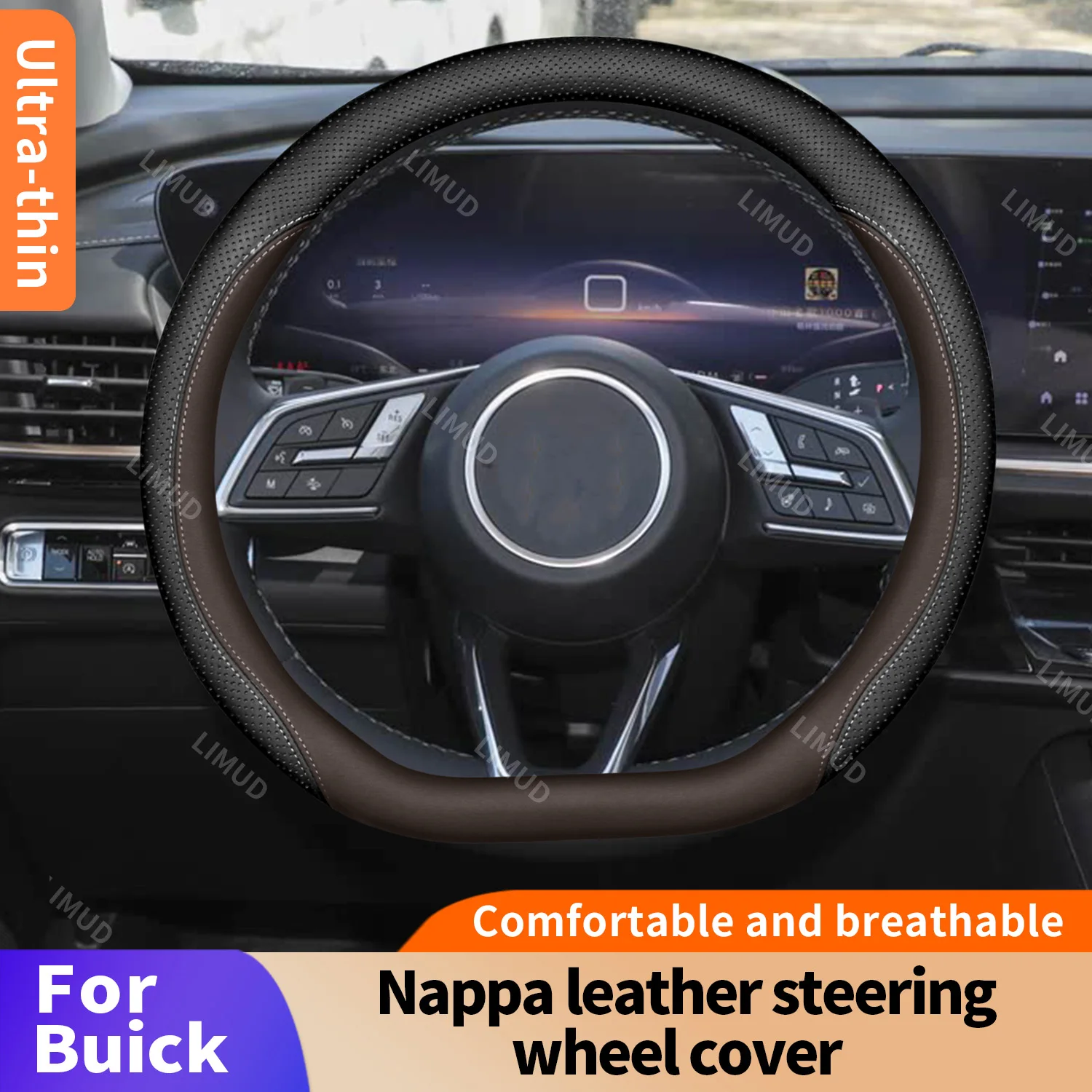 

For Buick Enclave Envision Encore GX Verano Excelle Car Steering Wheel Cover without Inner Ring Suitable for 14.5-15 Inches