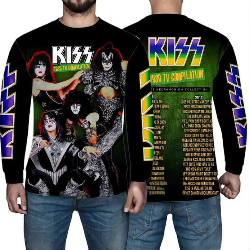 قبلة الفرقة تي شيرت ثلاثية الأبعاد طباعة الرجال عادية الهيب هوب كم طويل تي شيرت Harajuku البلوفرات الجولة الرقبة تيز في الهواء الطلق بلايز رجل الملابس