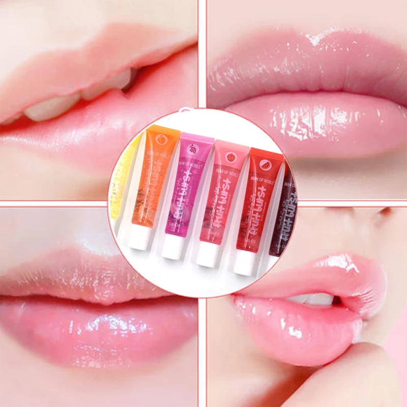 Feuchtigkeitsspendendes Frucht-Lippenöl, flüssig, transparent, nährender Lippenbalsam, Lippenstift für Lippen, aufpolsterndes Peeling, Lippen, Hautpflege, Make-up