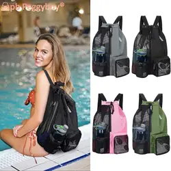 Beach Storage Backpacks Drawstring Swimming Bag with Wet Pockets Mesh Soccer Ball Backpacks Unisex Outdoor Sports Shoulder Bags