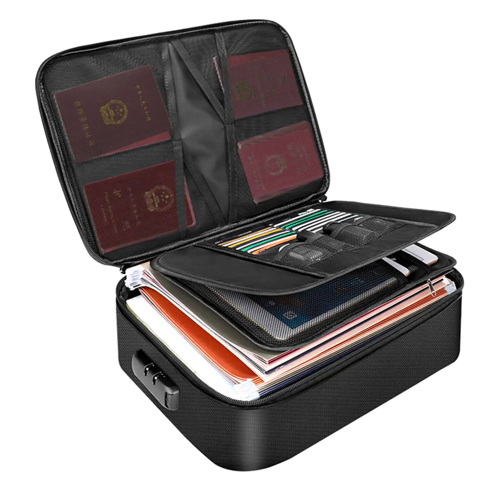 Fireproof Document Bag with  Closure  & Water Resistant Money Bag Storage Pouch Organizer Case Home  Travel Safe Bag for