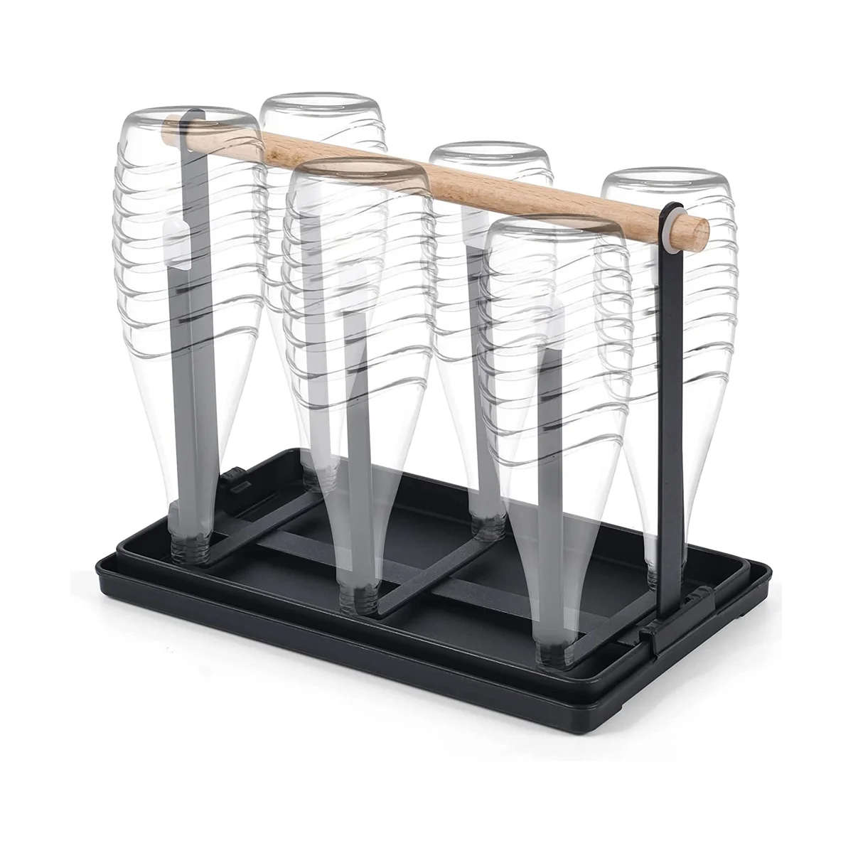 Tempat botol, botol pengering piring, 6 dudukan botol, tempat cangkir logam dengan nampan tetes dan pengering botol untuk botol dan cangkir