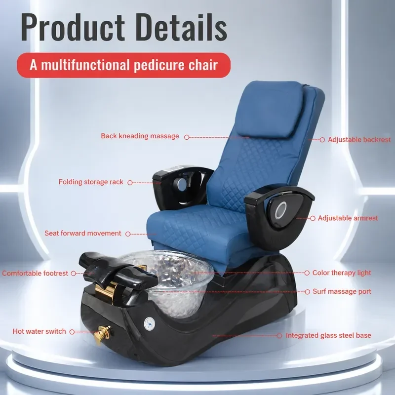 Bohore Multifunctional Electric Massage Pedicure Chair with Foot Bath Spa Manicure Table Beauty Furniture for Nail Care