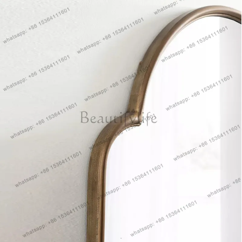 French retro arc special-shaped wall-mounted mirror antique bedroom decorative makeup mirror