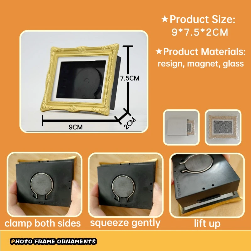 12 Pcs Refrigerator Magnetic Vintage Photo Frame 9x7cm Small Vintage Antique Ornate Insert for Photos Painting Stuck on Fridge